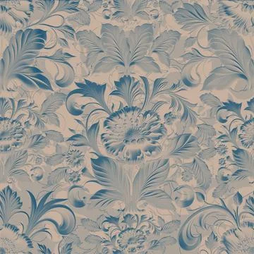 Damask seamless pattern. 3D steel seamless element with shadow and highlight. Stock Illustration
