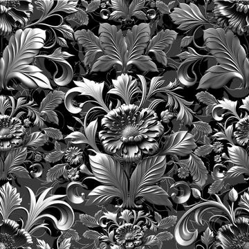 Damask seamless pattern. 3D steel seamless element with shadow and highlight. Stock Illustration