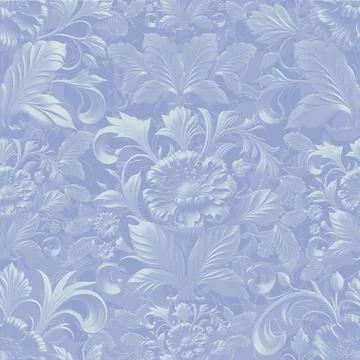 Damask seamless pattern. 3D steel seamless element with shadow and highlight. Stock Illustration