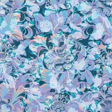 Damask seamless pattern. 3D steel seamless element with shadow and highlight. イラスト素材
