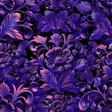 Damask seamless pattern. 3D steel seamless element with shadow and highlight. Illustrazione stock
