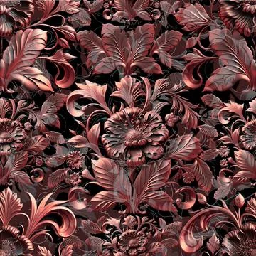 Damask seamless pattern. 3D steel seamless element with shadow and highlight. Stock Illustration