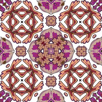 Damask seamless pattern background, moroccan colorful ornament Stock Illustration