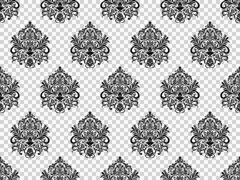 Damask seamless pattern. Black flowers Luxury Royal Wallpaper. Floral Backg.. Stock Illustration