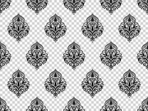 Damask seamless pattern. Black flowers Luxury Royal Wallpaper. Floral Backg.. Stock Illustration