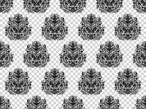Damask seamless pattern. Black flowers Luxury Royal Wallpaper. Floral Backg.. Stock Illustration