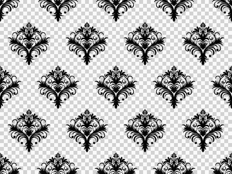Damask seamless pattern. Black flowers Luxury Royal Wallpaper. Floral Backg.. Stock Illustration