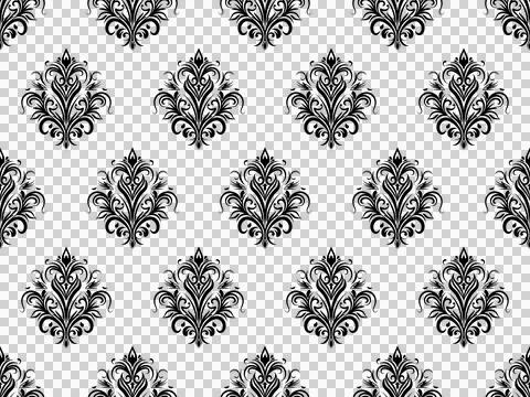 Damask seamless pattern. Black flowers Luxury Royal Wallpaper. Floral Backg.. Stock Illustration