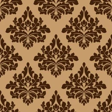 Damask seamless pattern in brown colors Stock Illustration