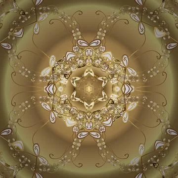 Damask seamless pattern for design. Vector seamless pattern on beige and neutral Stock Illustration