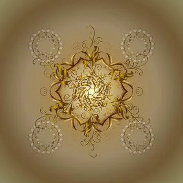 Damask seamless pattern for design. Vector seamless pattern on beige and yellow Stockillustratie