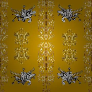 Damask seamless pattern for design. Vector seamless pattern on beige, brown and Stock Illustration