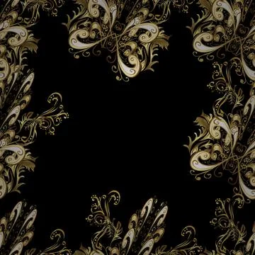 Damask seamless pattern for design. Vector seamless pattern on yellow, brown and Stock Illustration