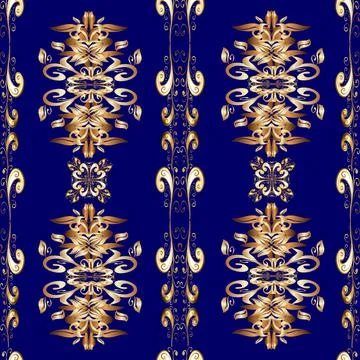 Damask seamless pattern for design. Vector seamless pattern on beige, brown and Stock Illustration