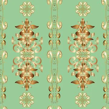 Damask seamless pattern for design. Vector seamless pattern on brown, beige and Stock Illustration