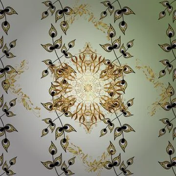 Damask seamless pattern for design. Vector seamless pattern on neutral, beige an Stock Illustration