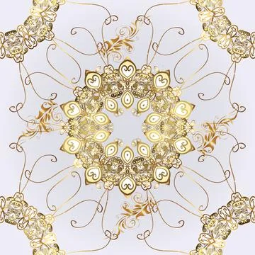 Damask seamless pattern for design. Vector seamless pattern on gray, neutral and Stock Illustration