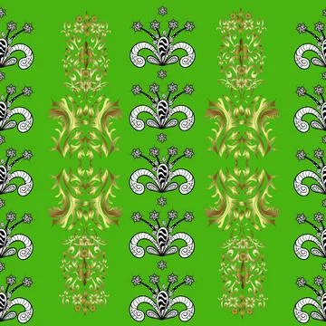 Damask seamless pattern for design. Vector seamless pattern on white, black and Stock Illustration