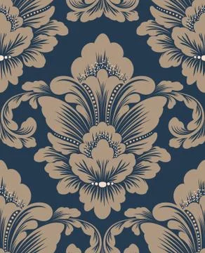 Damask seamless pattern element. Vector classical luxury old fashioned damask 스톡 일러스트