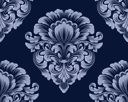 Damask seamless pattern element. Vector classical luxury old fashioned damask Illustrazione stock