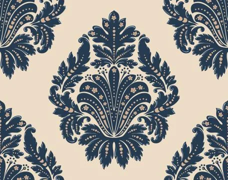 Damask seamless pattern element. Vector classical luxury old fashioned damask Illustrazione stock