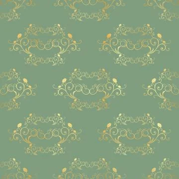 Damask seamless pattern. Fine vector traditional ornament with oriental golde Illustrazione stock