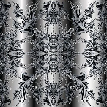 Damask seamless pattern. Light striped floral background. Flourish wallpaper. Stock Illustration