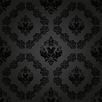 Damask Seamless  Pattern. Orient Dark Background Stock Illustration