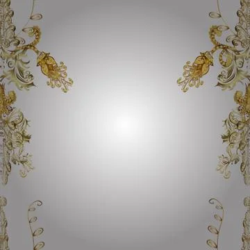 Damask seamless pattern repeating background. Antique golden repeatable wallpape Illustrazione stock