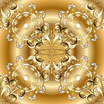 Damask seamless pattern repeating background. Antique golden repeatable sketch. Stock Illustration
