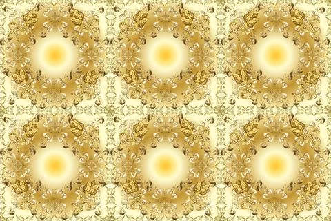 Damask seamless pattern repeating background. Antique golden repeatable wallpape 库存插图