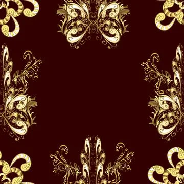 Damask seamless pattern repeating background. Golden floral ornament in baroque Illustrazione stock