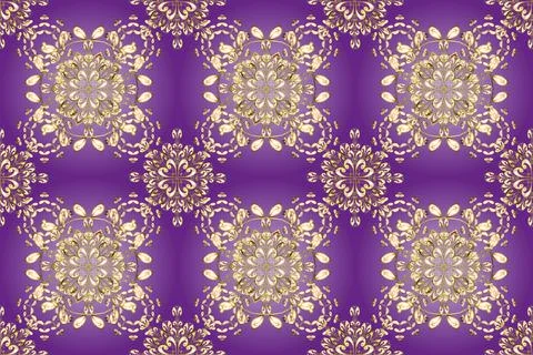 Damask seamless pattern repeating background. Golden element on colors. Antique Stock Illustration