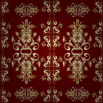 Damask seamless pattern repeating background. Antique golden repeatable wallpape Stock Illustration