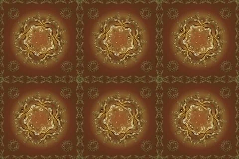 Damask seamless pattern repeating background. Antique golden repeatable wallpape Illustrazione stock