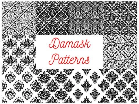 Damask seamless pattern set for wallpaper design Illustrazione stock