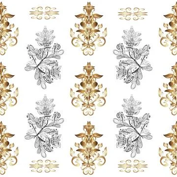 Damask seamless repeating background. Gold Sketch on texture background. Golden Stock-Illustration