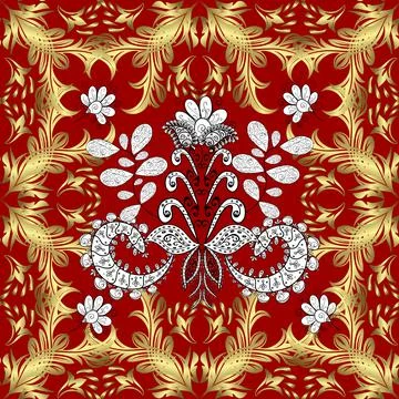 Damask seamless repeating background. Gold floral ornament in baroque style. Gol Illustrazione stock