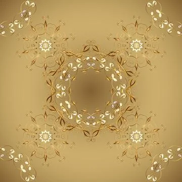 Damask seamless repeating pattern. Golden element on beige and neutral colors. A Stock Illustration