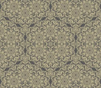 Damask Seamless Vector Golden Pattern Stock Illustration