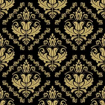 Damask Seamless Vector Golden Pattern Stock Illustration