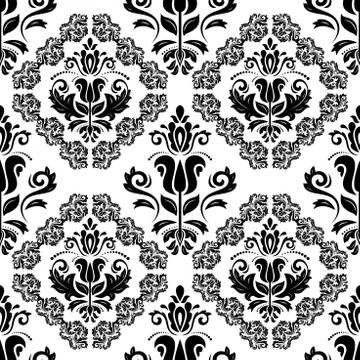 Damask Seamless Vector Pattern. Black and White Colors Stockillustratie