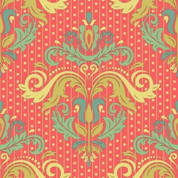 Damask Seamless Vector Pattern. Colorful Background 스톡 일러스트