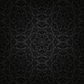 Damask Seamless Vector Pattern. Orient Dark Background Illustrazione stock