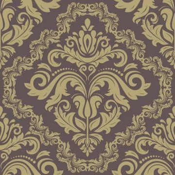 Damask Seamless Vector Pattern. Orient Golden Background 스톡 일러스트