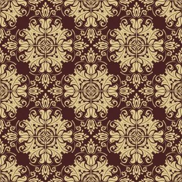 Damask Seamless Vector Pattern. Orient Golden Background Stock Illustration