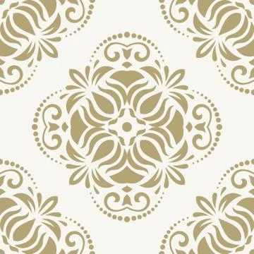 Damask Seamless Vector Pattern. Orient Golden Background Stock Illustration