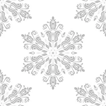 Damask Seamless Vector Pattern. Orient Grey Background 스톡 일러스트