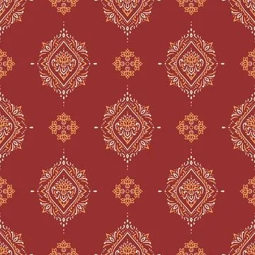 Damask seamless vector red pattern. Stock Illustration