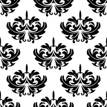 Damask style arabesque pattern with a floral motif Illustrazione stock